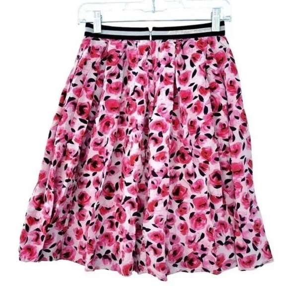 Kate Spade ♠️ | Midi Skirt The Rules Womens Size 0 XS 100% Silk Pink Floral Rose - Picture 3 of 10
